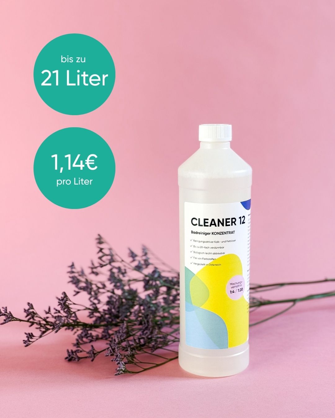 Cleaner 12 Flasche mit Sticker Preis pro Liter
